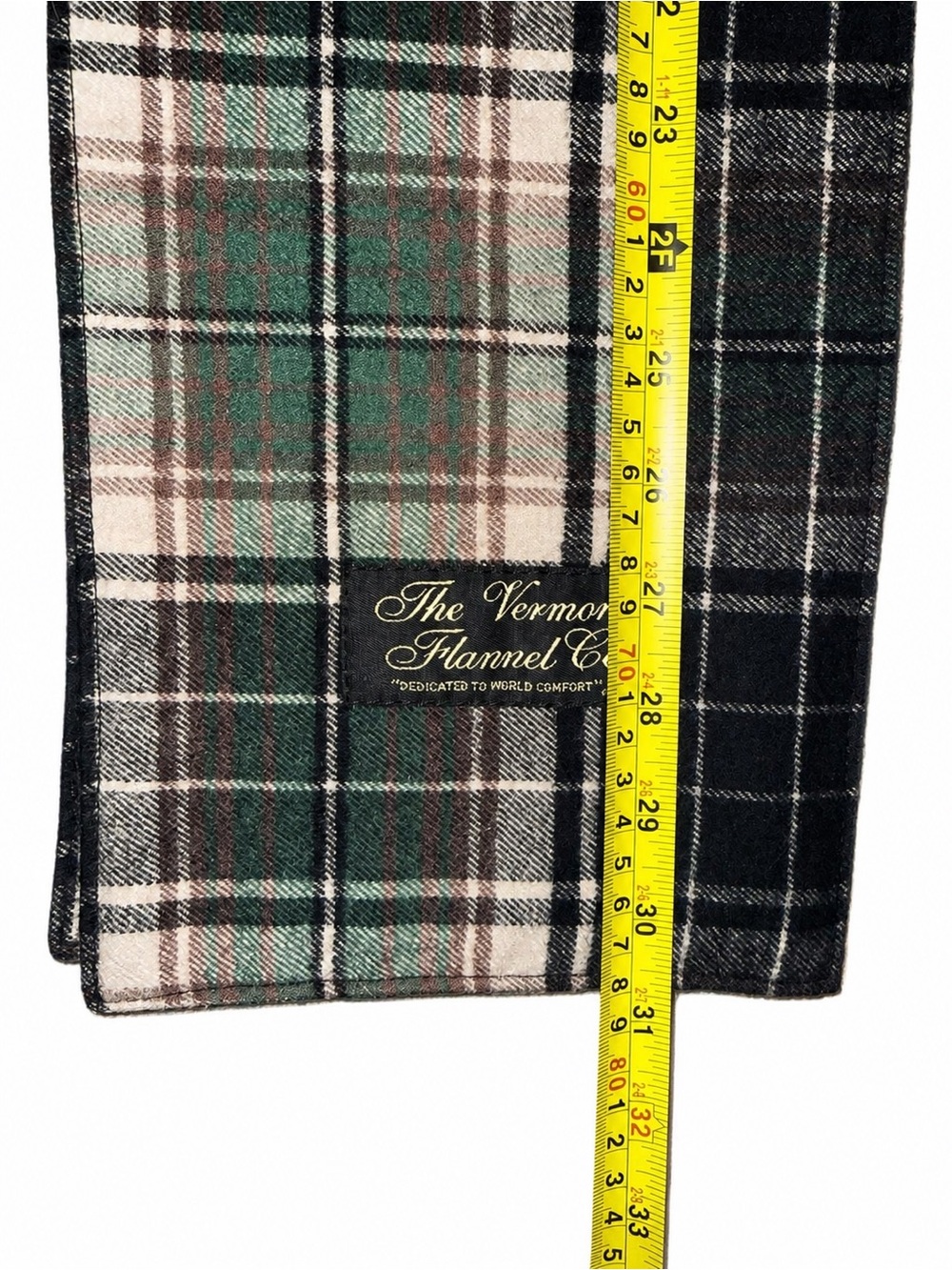 The Vermont Flannel Co Plaid Organic Cotton Flannel Scarf Green Black Unisex